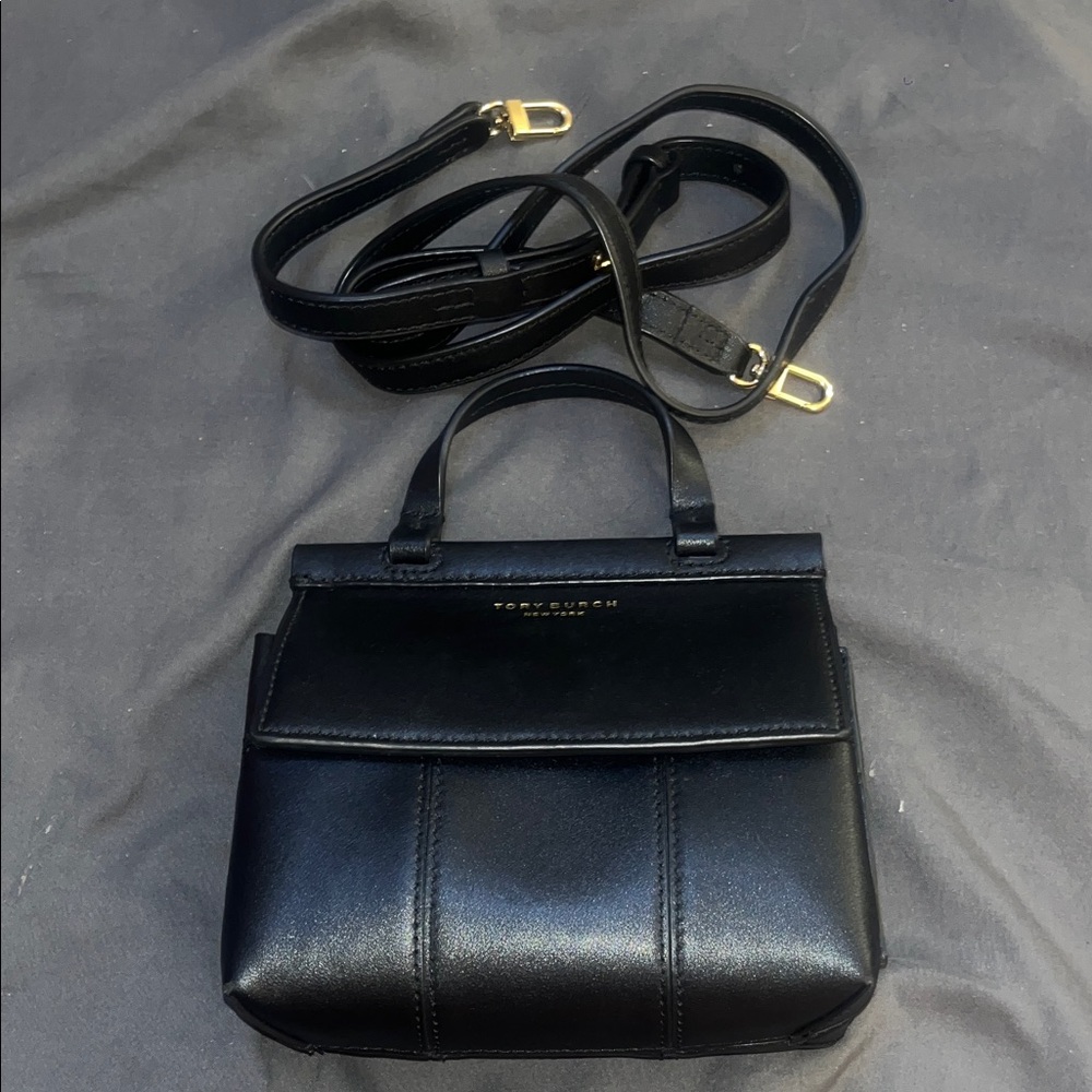 Tory Burch Black Mini Bag with Gold Accents